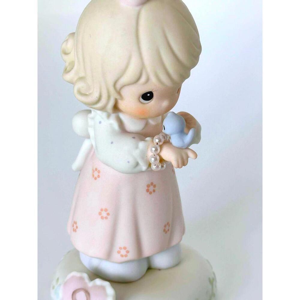 Precious Moments Growing Grace Girl with Bird And Pearl Bracelet Figurine
